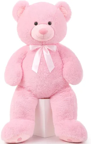 MorisMos 47inch Giant Teddy Bear Stuffed Animal 4ft, Big Teddy Bear Plush for Baby Shower, Cuddly Large Stuffed Bear Gifts for Kids, Girls, Girlfriend, Women on Valentine, Christmas, Birthday（Pink）