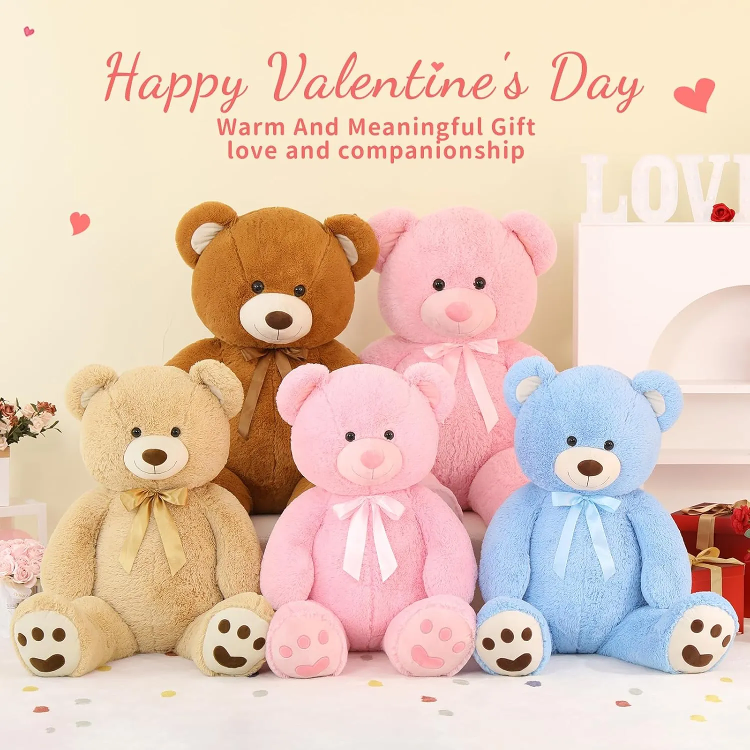 MorisMos 47inch Giant Teddy Bear Stuffed Animal 4ft, Big Teddy Bear Plush for Baby Shower, Life Size Stuffed Bear Gifts for Kids, Girls, Girlfriend, Women on Valentine, Christmas, Birthday（Blue）