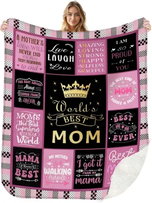Mothers Day Blanket Gifts,Flannel Fleece Sherpa Throw Blanket for Mommy Grandma Wife Friend on Easter Anniversary Birthday,Dear Mom Blanket for Mother's Day Best Mom Ever Gifts