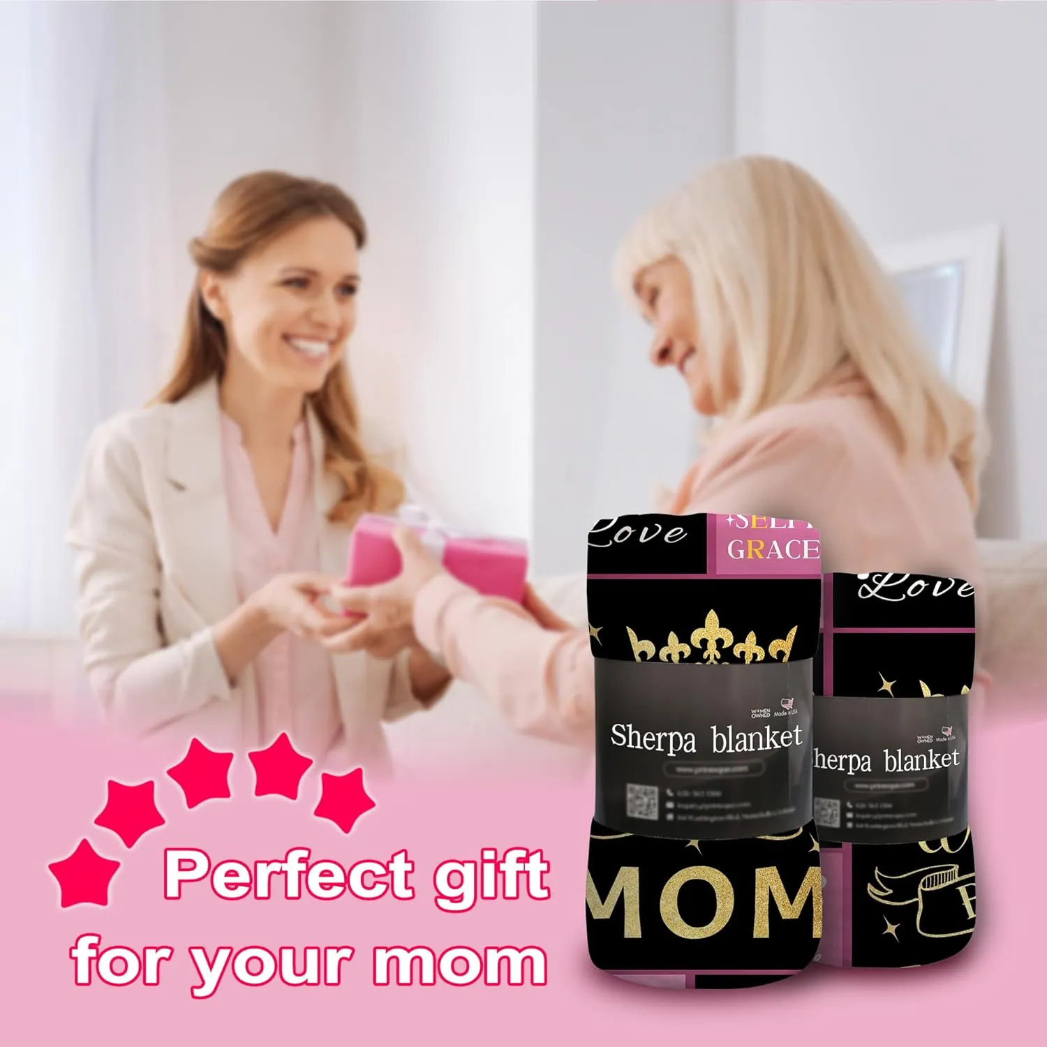 Mothers Day Blanket Gifts,Flannel Fleece Sherpa Throw Blanket for Mommy Grandma Wife Friend on Easter Anniversary Birthday,Dear Mom Blanket for Mother's Day Best Mom Ever Gifts