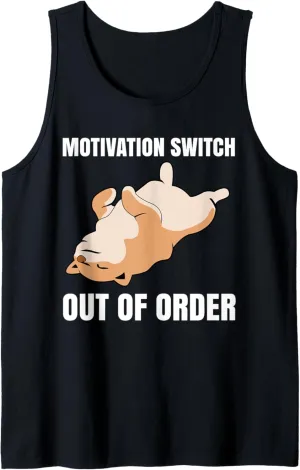Motivation Switch Out of Order Pet Funny Shiba Inu Dog Tank Top