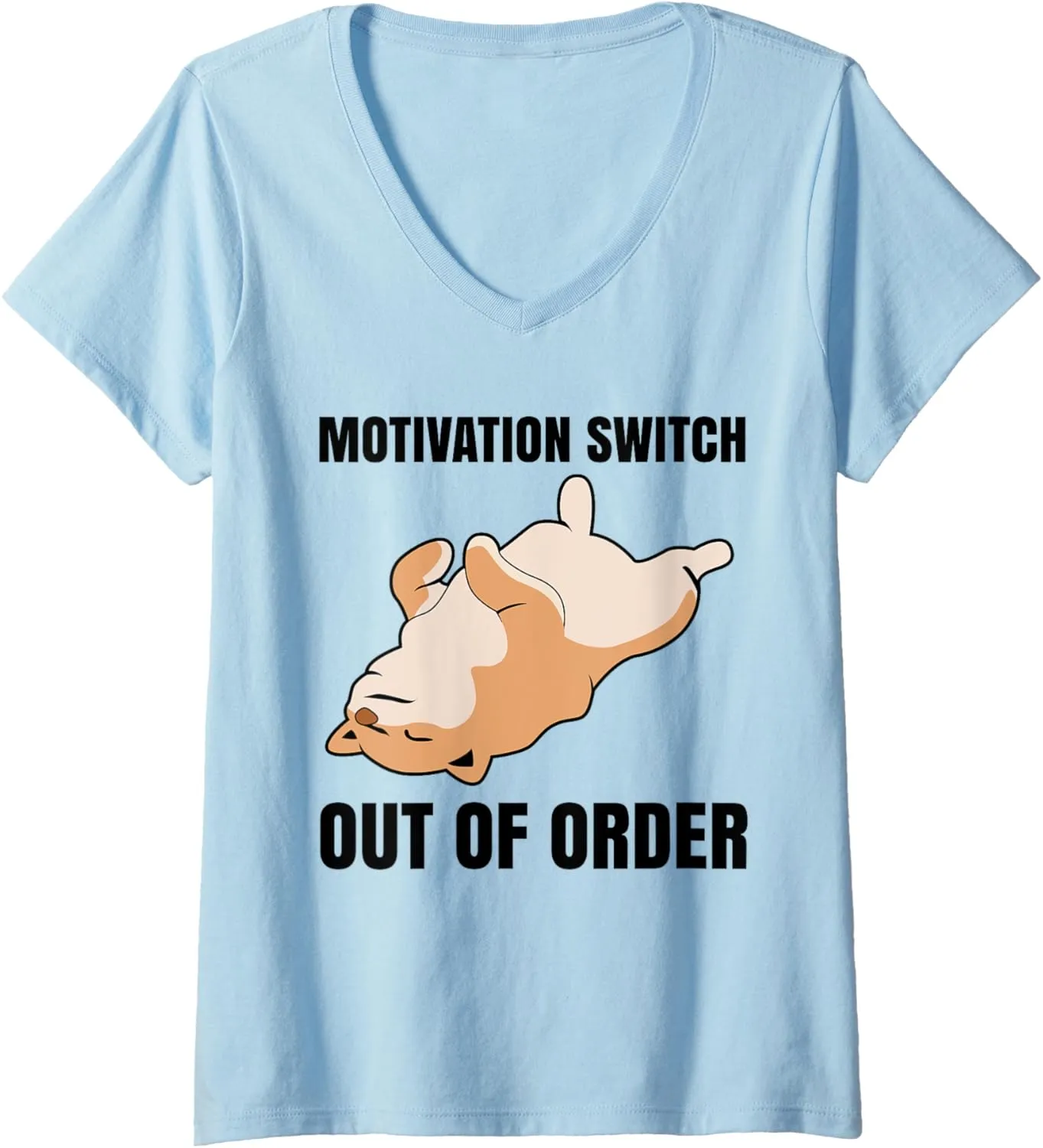 Motivation Switch Out of Order Pet Funny Shiba Inu Dog V-Neck T-Shirt