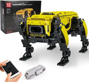 Mould King Robot Dog Building Kit, 936PCS Yellow APP RC Programmable STEM Toy, Robot Toys for Kids, Power Module & Educational Model
