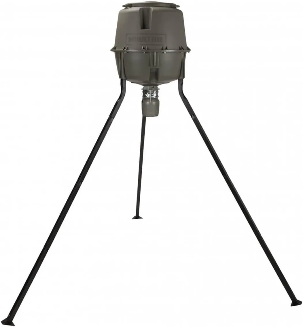 Moultrie 30-Gallon Deer Feeder Tripod Quick-Lock Hopper System - Digital Timer Control - 200 lb Feed Capacity - Durable Polymer Build - Metal Spin Plate