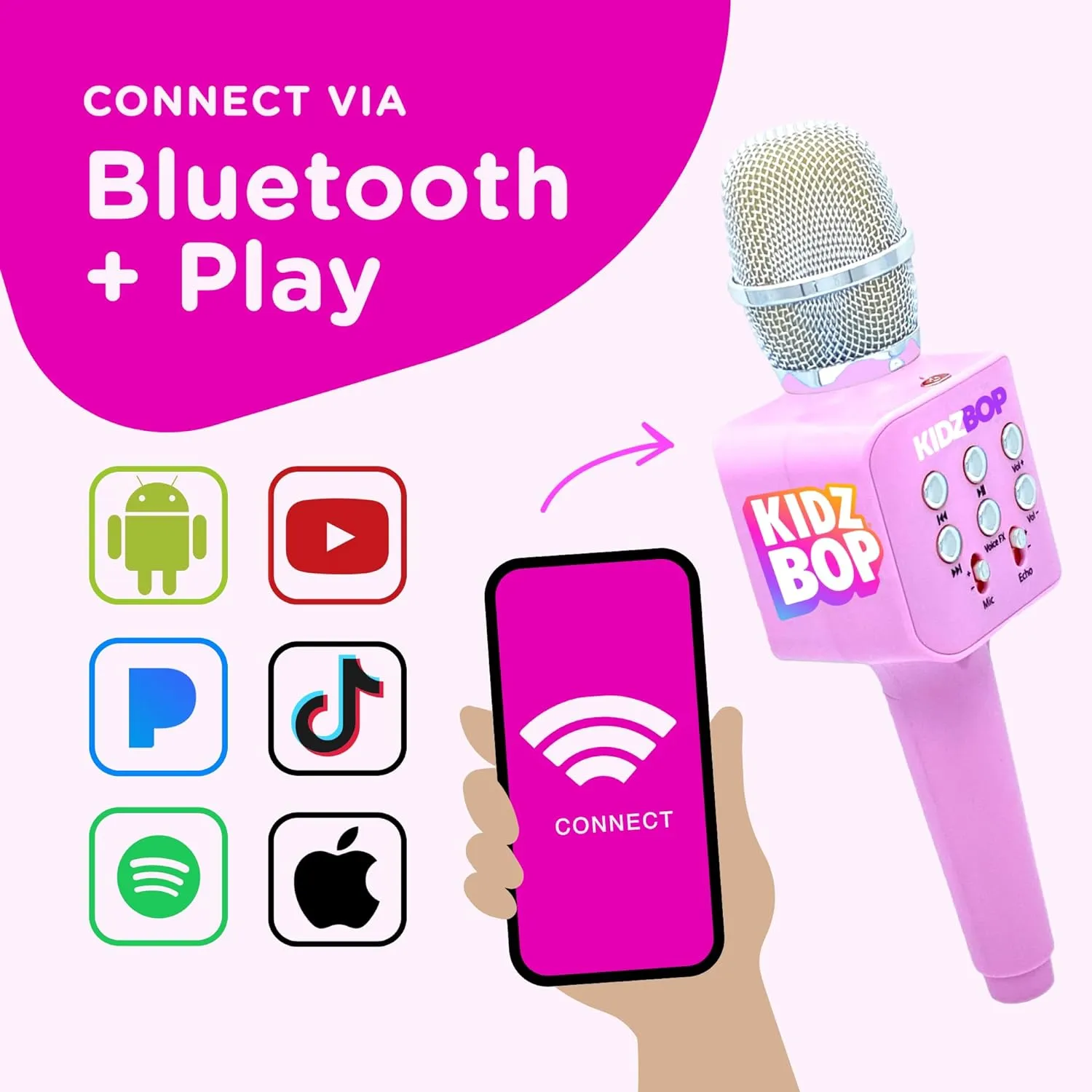 Move2Play, Kidz Bop Karaoke Microphone | The Hit Music Brand for Kids | Toy for Girls & Boys Ages 2, 3, 4, 5, 6, 7, 8  Years Old | Gift & Birthday Present