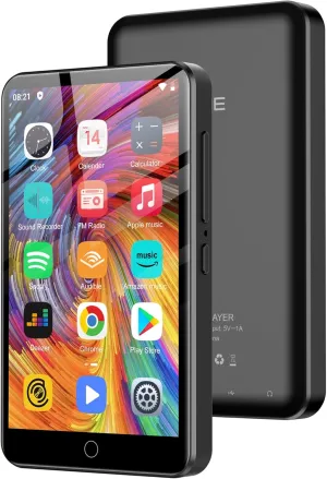 MP3 Player with Bluetooth and WiFi, 80GB MP3 MP4 Players with 4" Touchscreen and Speaker, Android MP3 Player with Spotify, Audible, Amazon Music, Deezer,Play Store,FM Radio, Expanded Up to 1TB
