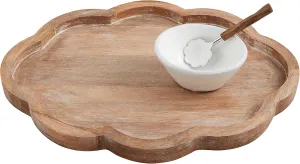 Mud Pie Scalloped Tray Serving Set, 16" x 12.75", BROWN