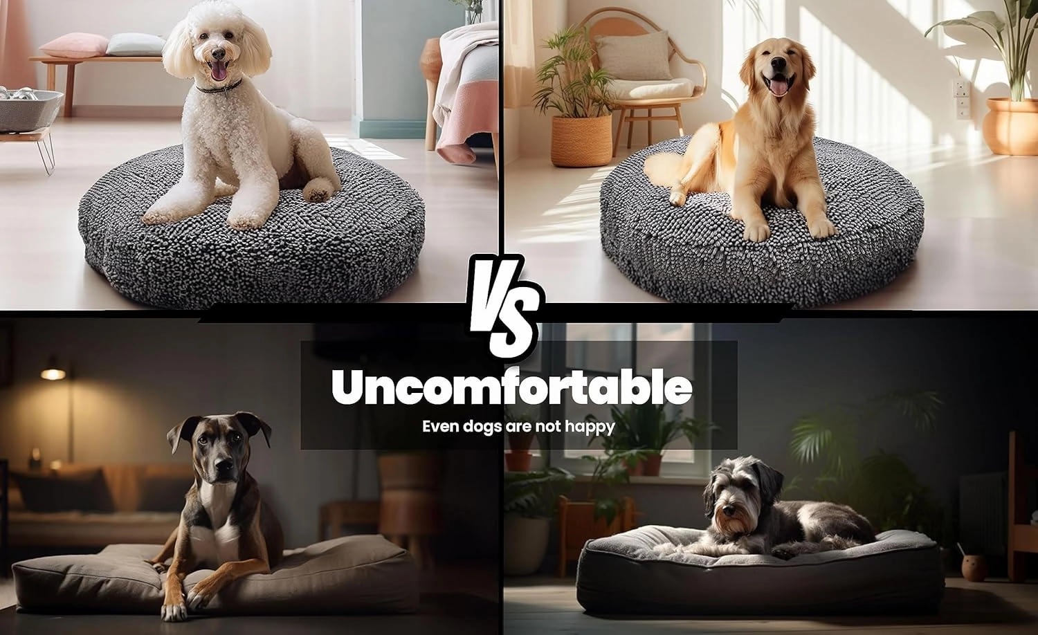 Muddy Mat® Cloud K-9 Dog Beds for Small Dogs & Cats, Soft & Relaxing Round Dog Bed, Chenille Material, Removable Cover, Washable & Dryer Safe – Grey Small(25'x25')