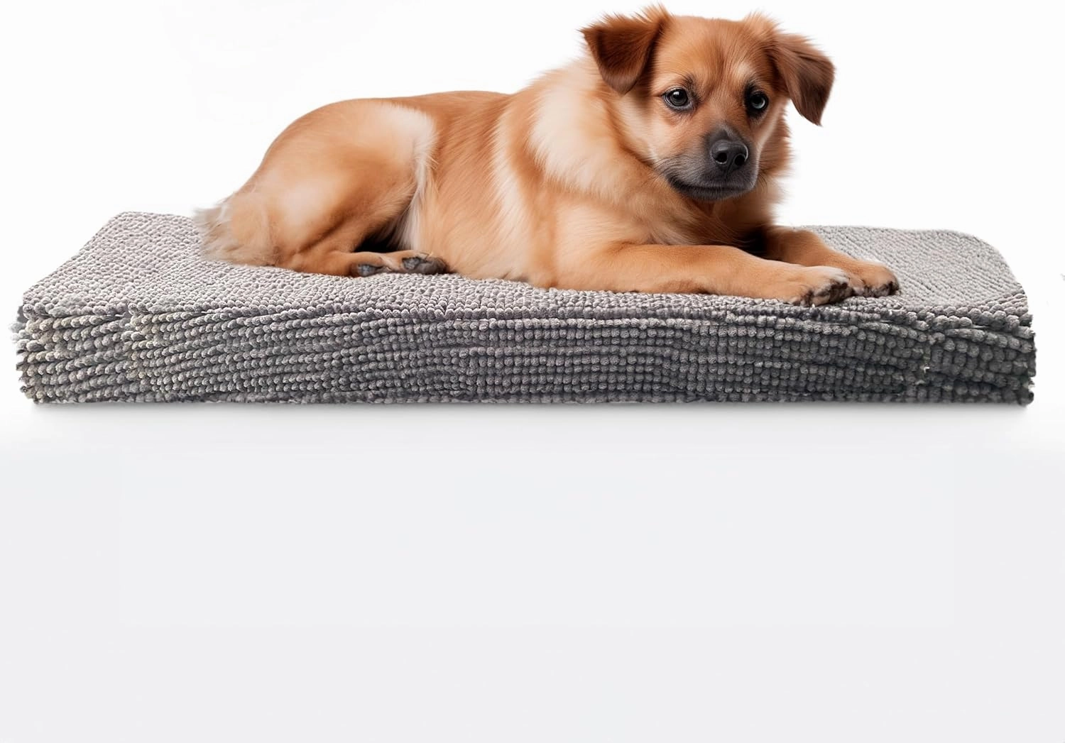 Muddy Mat® Dog Crate Bed mat, Comfortable Dog Pillow, Crate Bed for Large Medium Small Dogs and Cats, Ultra Soft & Relaxing Washable & Dryer Safe Chenille Material - Grey Large (28"x42")