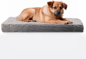 Muddy Mat® Dog Crate Bed mat, Comfortable Dog Pillow, Crate Bed for Large Medium Small Dogs and Cats, Ultra Soft & Relaxing Washable & Dryer Safe Chenille Material - Grey Large (28"x42")