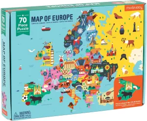 Mudpuppy Map Of Europe – 70 Piece Geography Puzzle with Country-Shaped Pieces and Iconic Landscapes Cultural Items And More