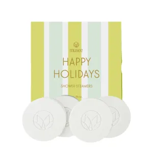 Musee | Happy Holidays Four Shower Steamers | Handmade in USA | Cruelty-Free & Paraben-Free | Vegan & Natural Ingredients | Holiday Gift Set for Women & Men | Aromatic Shower Experience