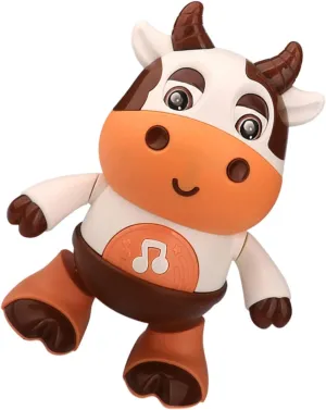 Musical Cow with Lights Sounds Electric Walking Calf Plaything for Crawling Learning Activity Modes for Fun Development Boys