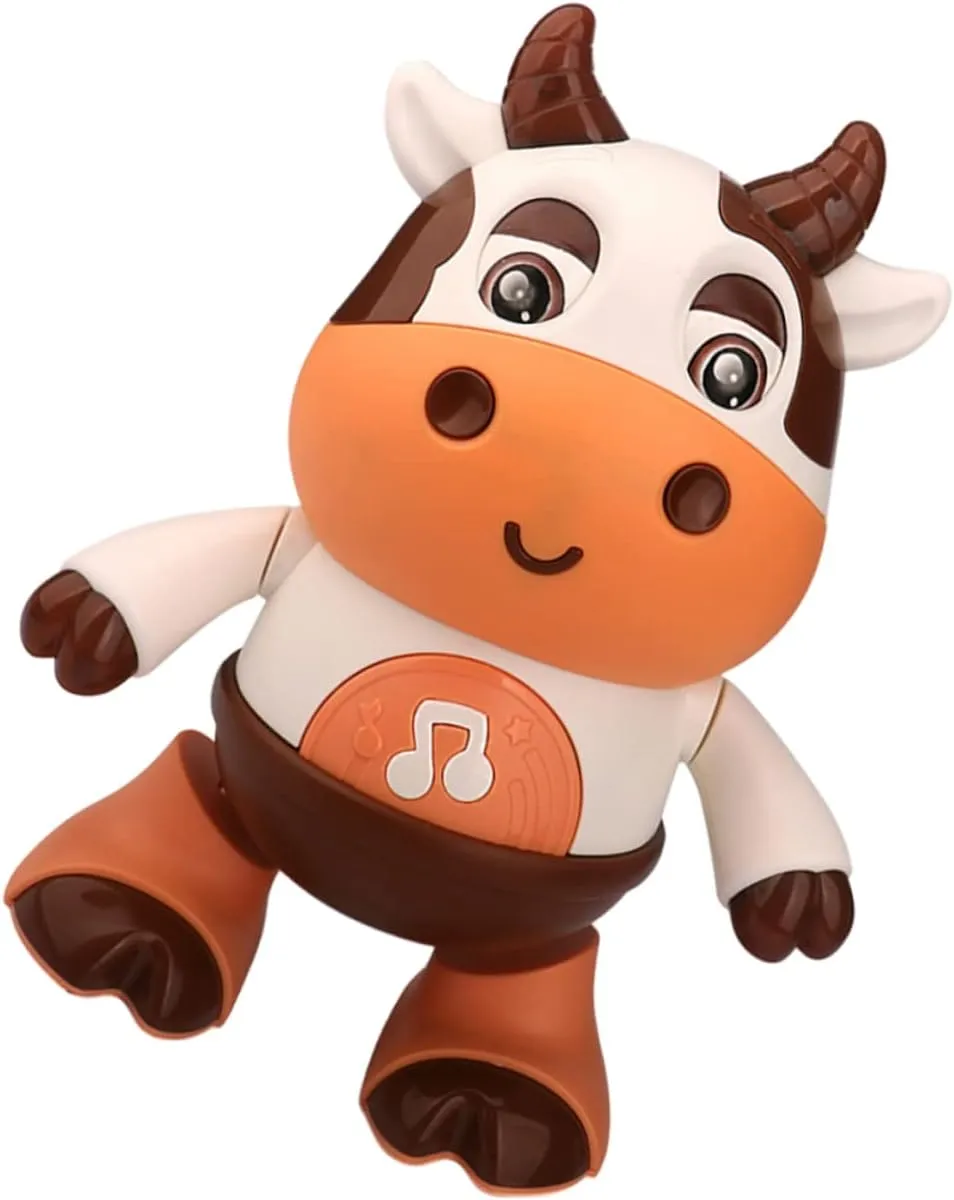 Musical Cow with Lights Sounds Electric Walking Calf Plaything for Crawling Learning Activity Modes for Fun Development Boys