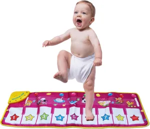 Musical Mat, Baby Early Education Music Piano Keyboard Carpet Animal Blanket Touch Play Safety Learn Singing Funny Toy for Kids (Purple)