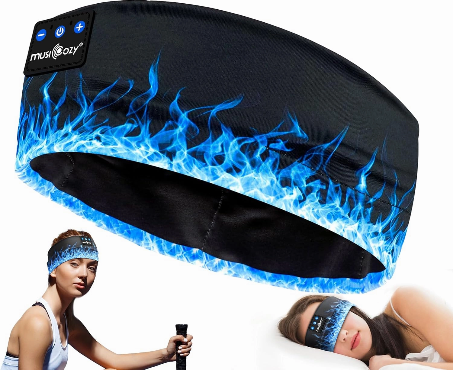 MUSICOZY Sleep Headphones Bluetooth Headband 5.4 Wireless Headband Headphones for Sleeping for Side Sleeper with Ultra-Thin HD Stero Speaker for Workout (Flame Red)