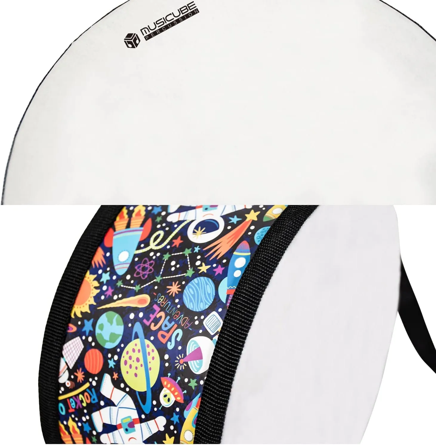 MUSICUBE Kids Drum Set 8-Inch Wooden Drum Toys with an Adjustable Strap and 2 Drumsticks Educational Baby Musical Toys Drum Sensory Musical Instrument Toys for Toddler Boys & Girls Gift Packing