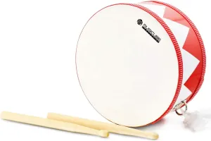MUSICUBE Kids Drum Set 8-Inch Wooden Drum Toys with an Adjustable Strap and 2 Drumsticks Educational Baby Musical Toys Drum Sensory Musical Instrument Toys for Toddler Boys & Girls Gift Packing