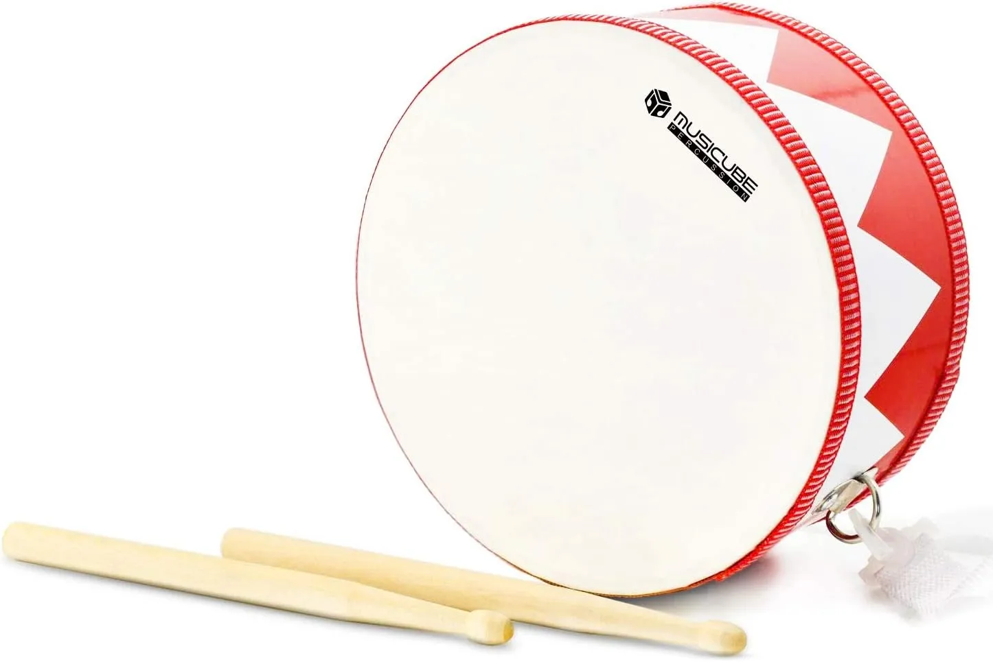 MUSICUBE Kids Drum Set 8-Inch Wooden Drum Toys with an Adjustable Strap and 2 Drumsticks Educational Baby Musical Toys Drum Sensory Musical Instrument Toys for Toddler Boys & Girls Gift Packing