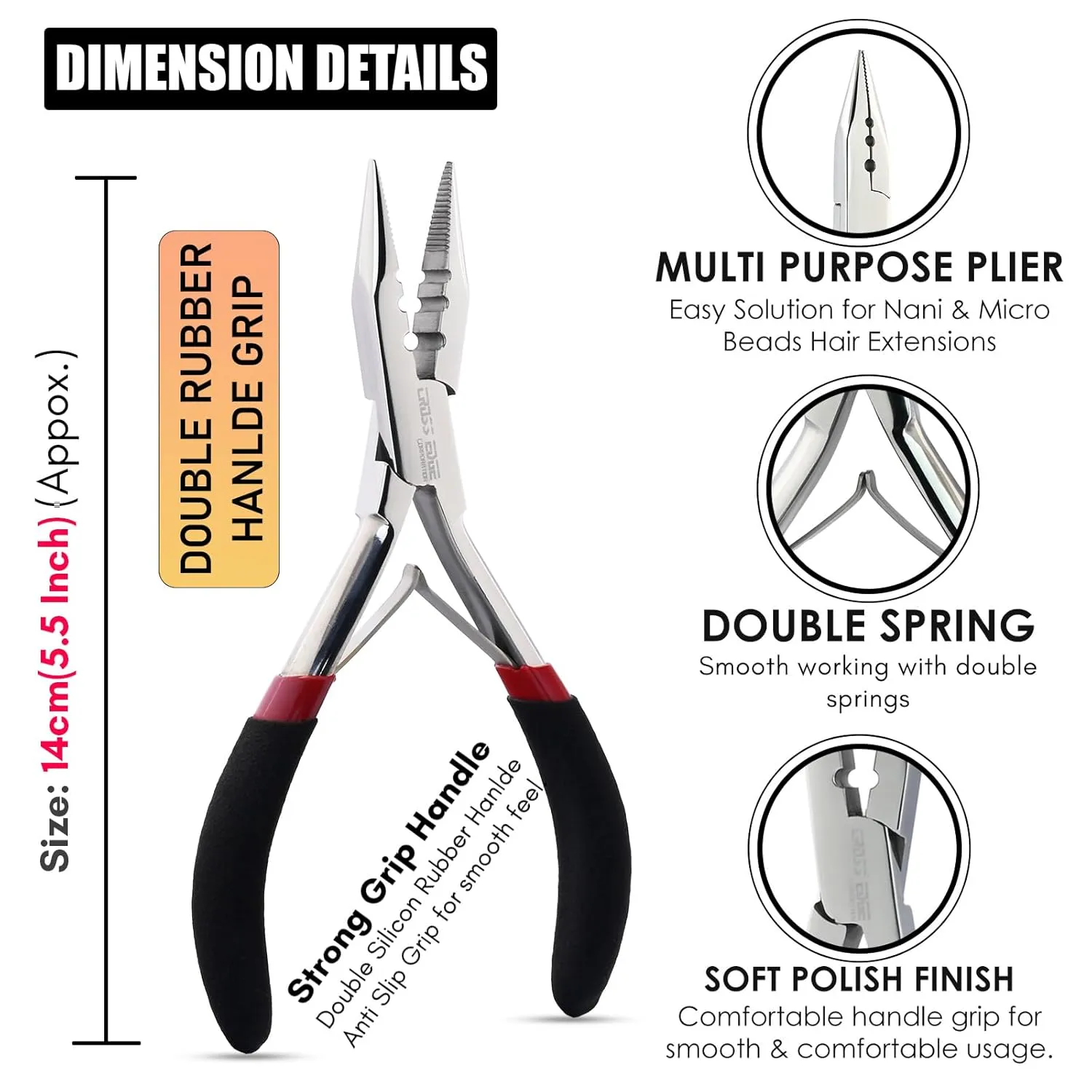 My Hair Tools Pro Hair Extension Kit - Includes Nano Micro Beads Remover & Closer Pliers, Mini Scissors, Micro Link Extension Loop Tool, Hair Grippers Set, Sectioning Clips & Parting Comb (Silver)