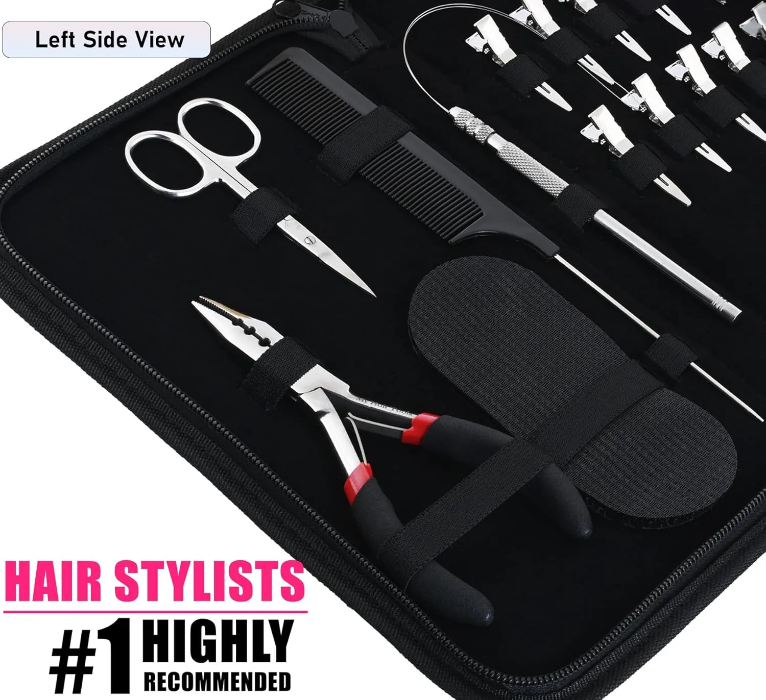 My Hair Tools Pro Hair Extension Kit - Includes Nano Micro Beads Remover & Closer Pliers, Mini Scissors, Micro Link Extension Loop Tool, Hair Grippers Set, Sectioning Clips & Parting Comb (Silver)