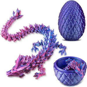 Mydethun Dragon Egg – 3D Printed Dragon Egg with Dragon Inside, Fidget Toys for Adults, Articulated Dragon Toys for Kids, Office Desk Decor, Birthday Gift for Teen Boys Girls (Nyxora Purple), Large
