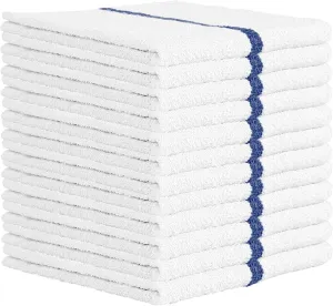 Nabob Wipers Kitchen Bar Mop Terry Towels 12 Pack - 100% Cotton - Size 14x17 - Perfect for Your Home, Kitchen, Bathroom, Bars, Restaurants & Auto - Super Absorbent (Blue Stripe)