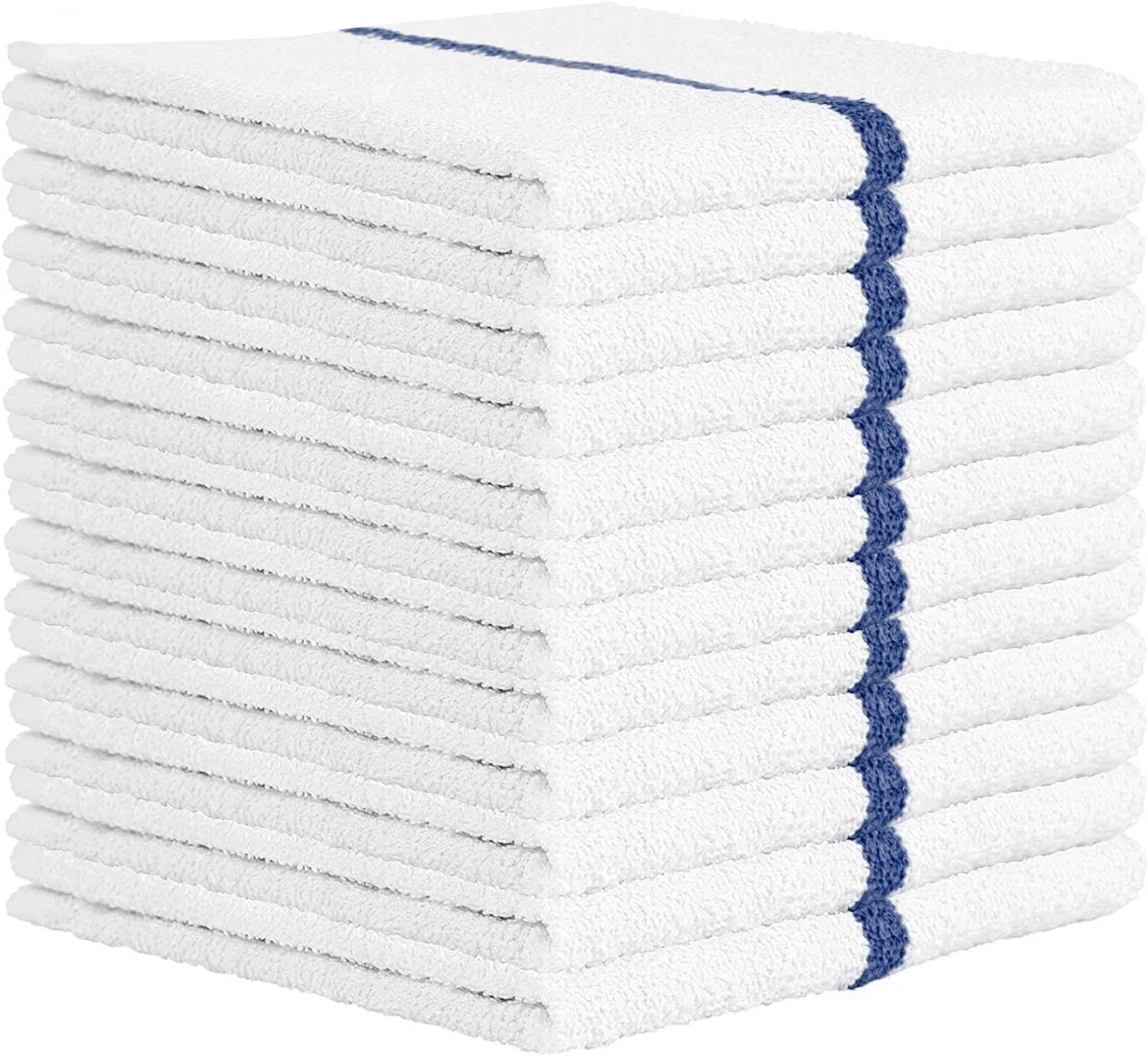 Nabob Wipers Kitchen Bar Mop Terry Towels 12 Pack - 100% Cotton - Size 14x17 - Perfect for Your Home, Kitchen, Bathroom, Bars, Restaurants & Auto - Super Absorbent (Blue Stripe)