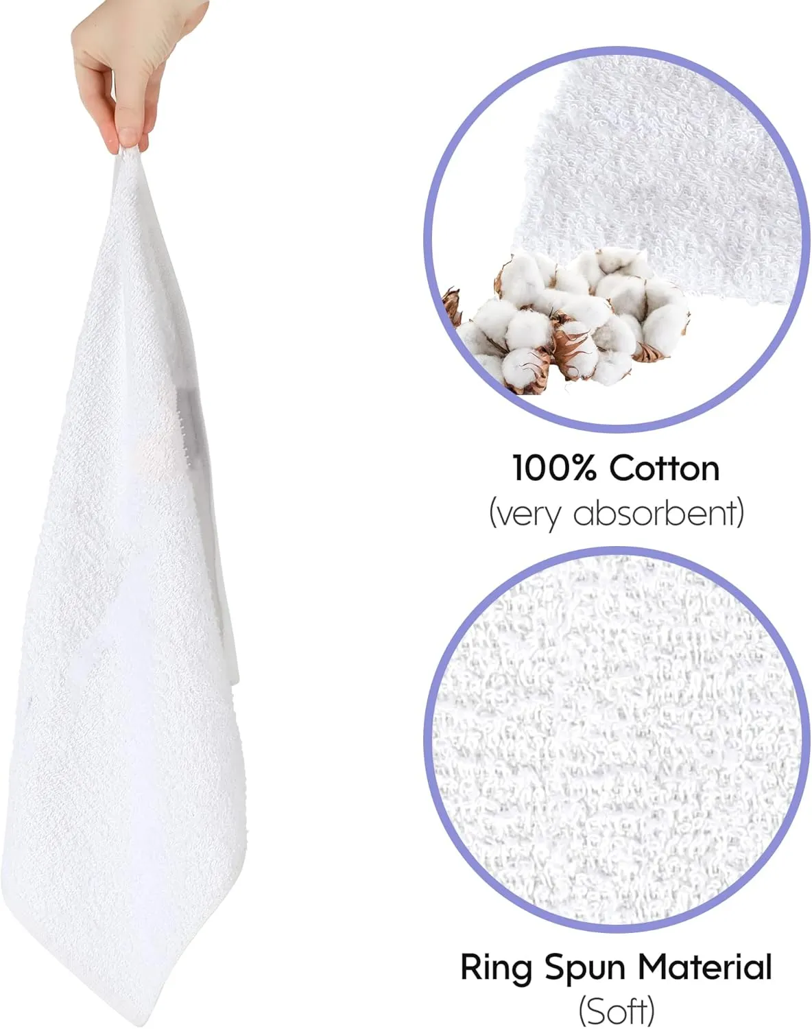 Nabob Wipers Kitchen Bar Mop Terry Towels 12 Pack - 100% Cotton - Size 14x17 - Perfect for Your Home, Kitchen, Bathroom, Bars, Restaurants & Auto - Super Absorbent (White)