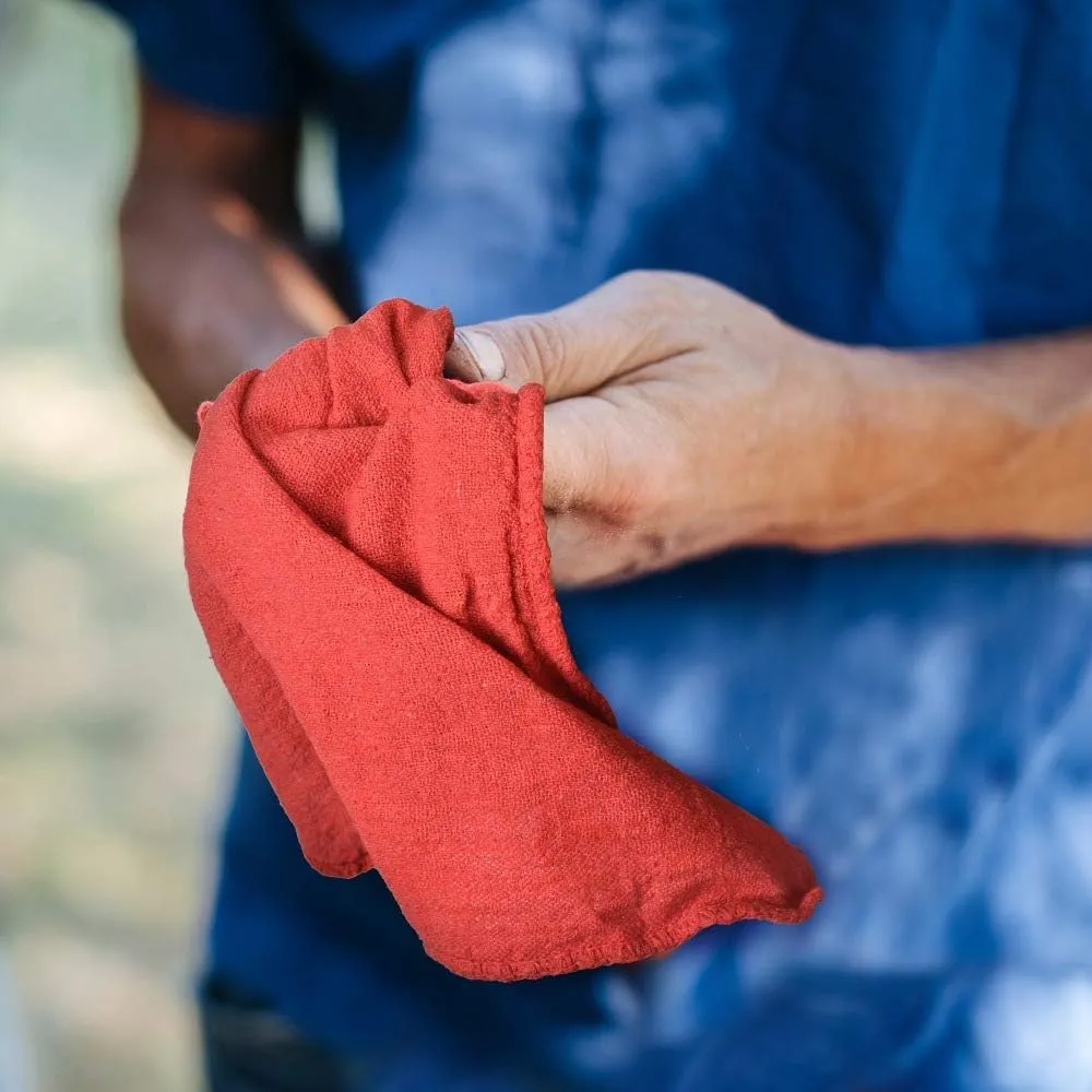 Nabob Wipers Shop Towels 50 Pack Cotton Rags Size 14"x14" Commercial Grade (50 Pack, Red)
