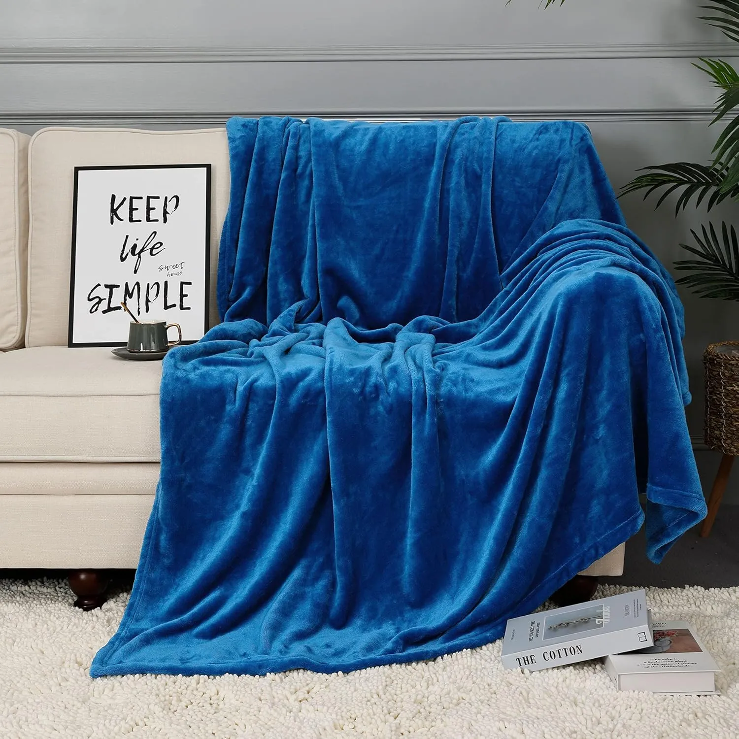 NANPIPER Fleece Blankets, Super Soft Flannel Fuzzy Blanket for Bed Couch, Luxury Cozy Plush Microfiber Blanket-Twin Size,Turquoise Blue