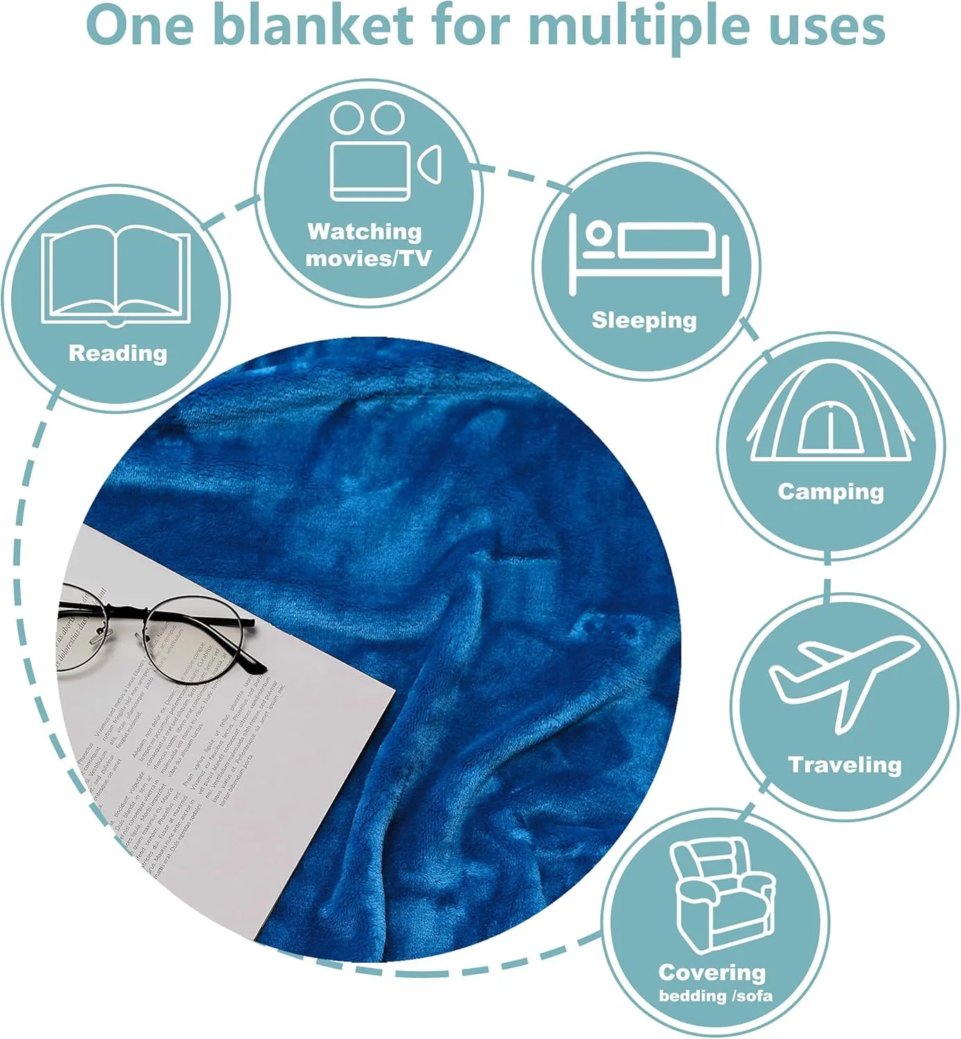 NANPIPER Fleece Blankets, Super Soft Flannel Fuzzy Blanket for Bed Couch, Luxury Cozy Plush Microfiber Blanket-Twin Size,Turquoise Blue