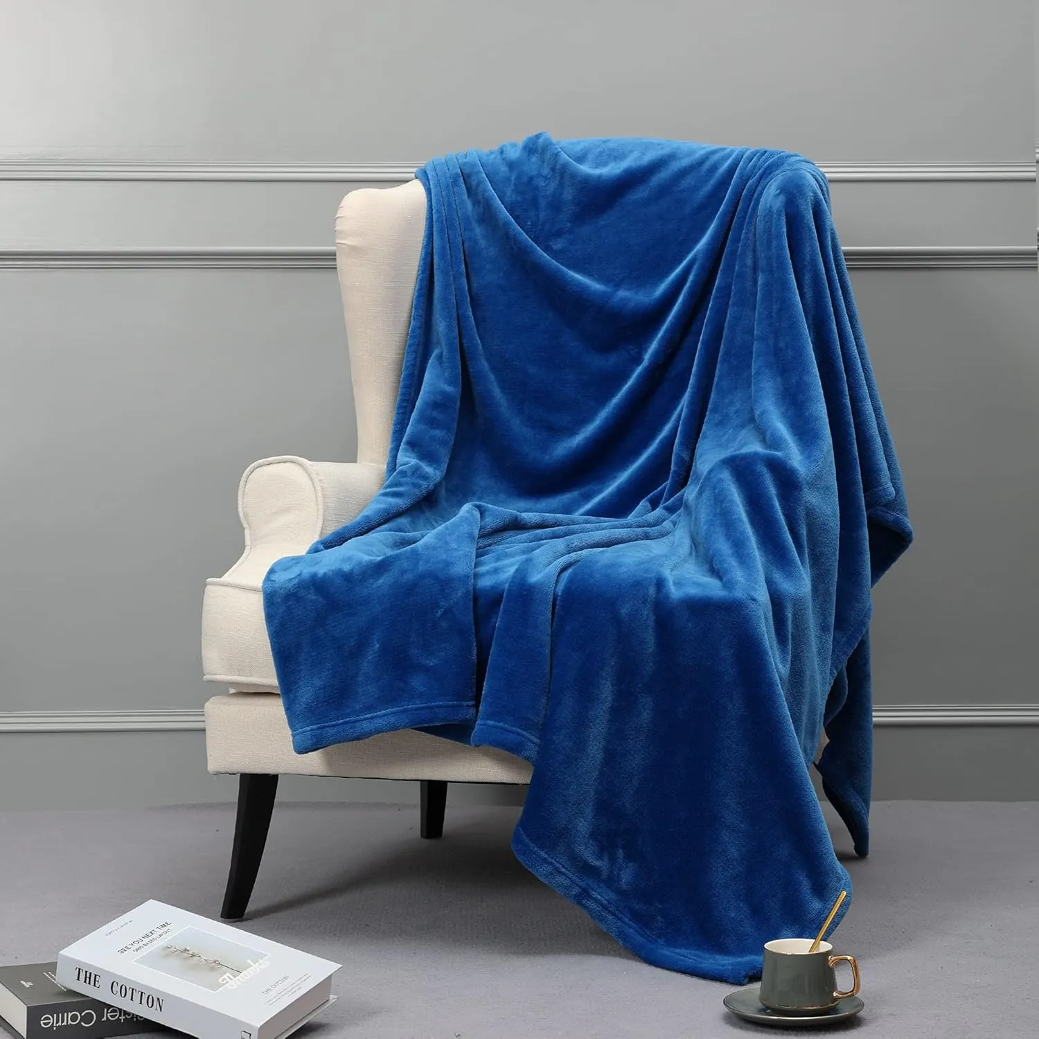 NANPIPER Fleece Blankets, Super Soft Flannel Fuzzy Blanket for Bed Couch, Luxury Cozy Plush Microfiber Blanket-Twin Size,Turquoise Blue