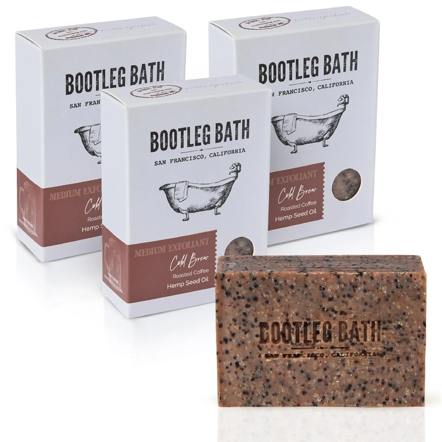 Natural Bar Soap- Cold Brew Scrub Bar Hempseed Oil and Coffee, Natural Exfoliating Body Soap for Men and Women, Eco Friendly, Handcrafted Body Soap Made in USA, 4.4 oz Bar