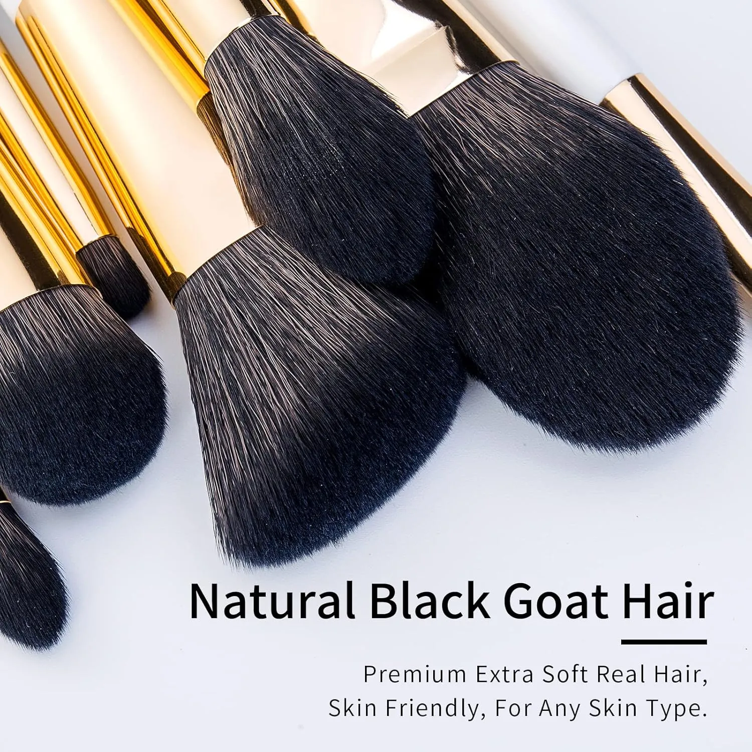 Natural Black Goat Hair Makeup Brush Set with Case, Natural Hair Makeup Brushes Set Professional, Make up Brushes Set Professional, Natural Makeup Brushes, Natural Bristle Makeup Brushes.