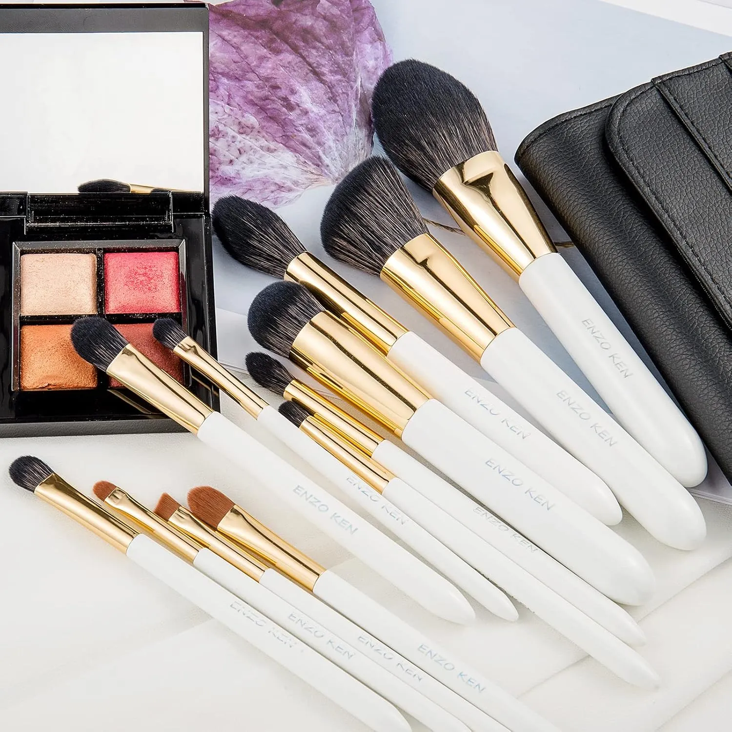Natural Black Goat Hair Makeup Brush Set with Case, Natural Hair Makeup Brushes Set Professional, Make up Brushes Set Professional, Natural Makeup Brushes, Natural Bristle Makeup Brushes.