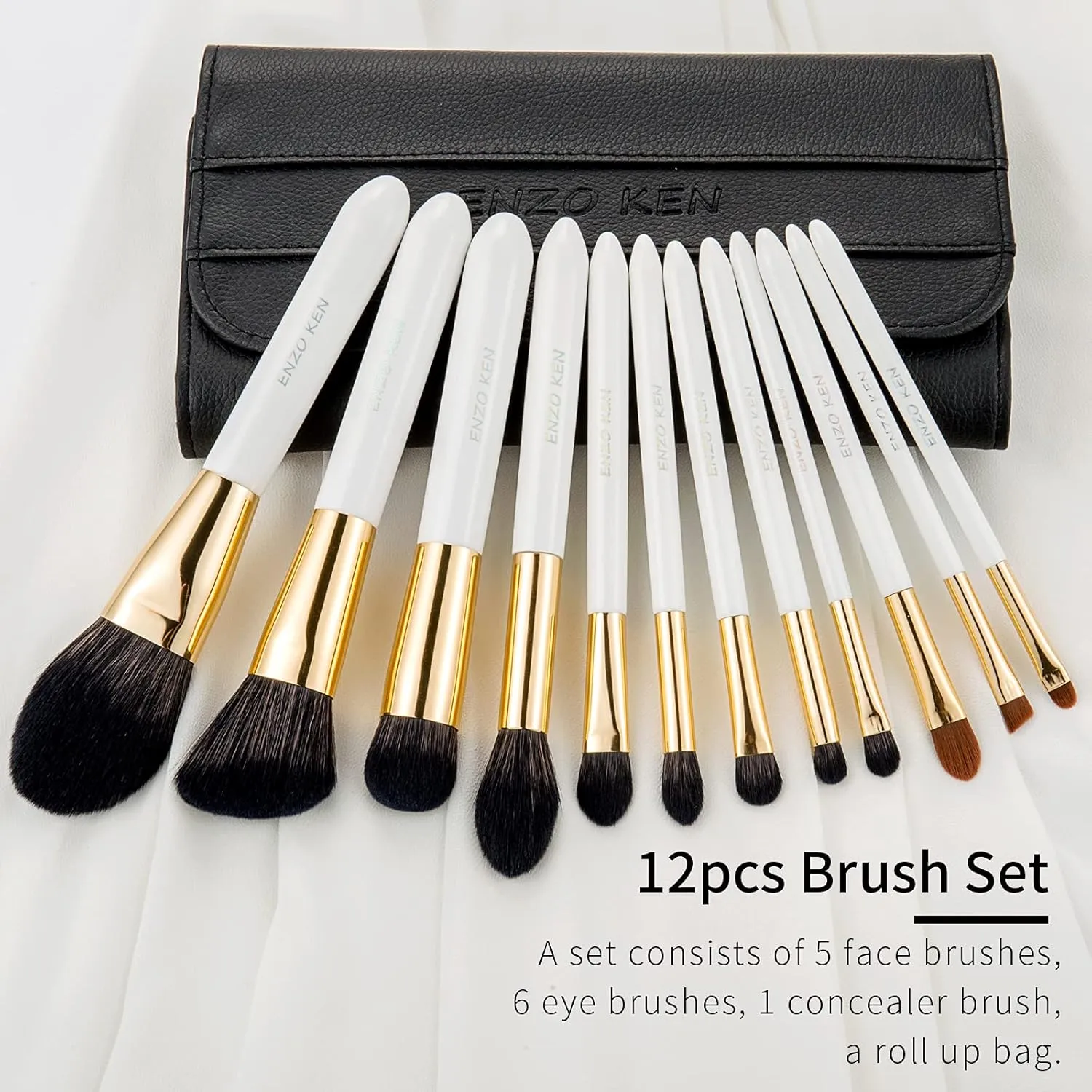 Natural Black Goat Hair Makeup Brush Set with Case, Natural Hair Makeup Brushes Set Professional, Make up Brushes Set Professional, Natural Makeup Brushes, Natural Bristle Makeup Brushes.
