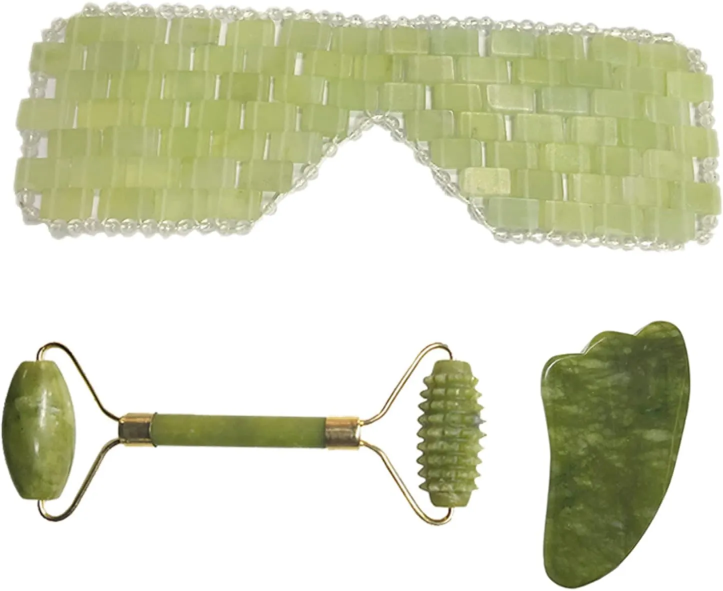 Natural Jade Eye Mask Face Roller Massager Guasha Board Set Cold Sleep Massage Jade Eye Cover Facial Body Massage Tools,D