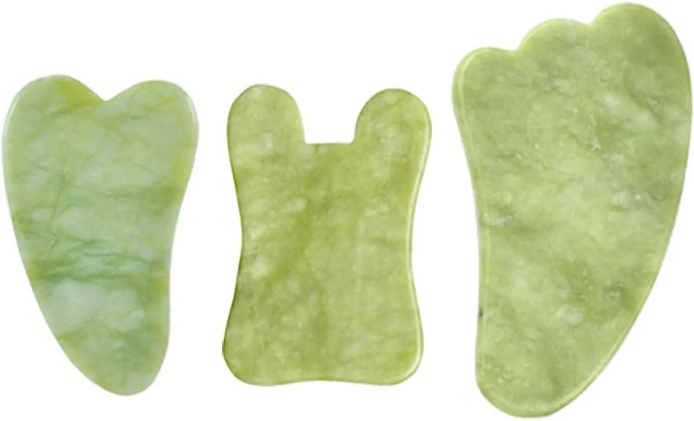 Natural Jade Stone Facial Massage Roller Gua Sha Board 3 Pcs/Set Gouache Scraper For Face Body Tools,K