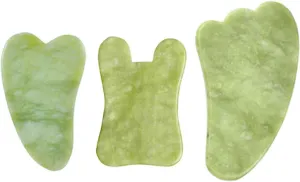 Natural Jade Stone Facial Massage Roller Gua Sha Board 3 Pcs/Set Gouache Scraper For Face Body Tools,K
