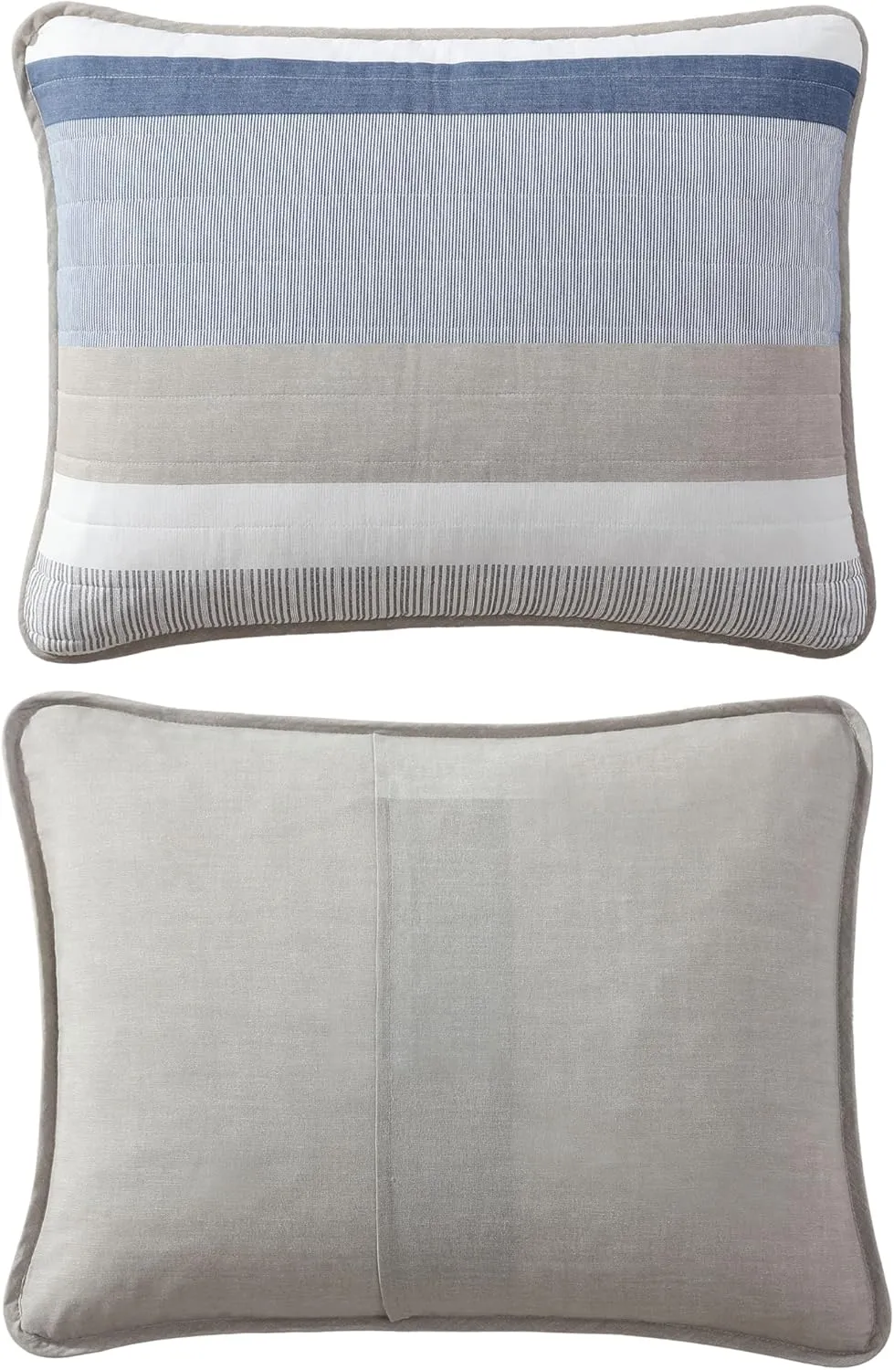 Nautica - Queen Quilt Set, Cotton Reversible Bedding with Matching Shams, Home Decor for All Seasons (Blue/Beige/White, Queen)