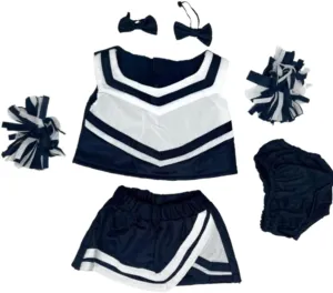 Navy and White Cheer Uniform for Stuffed Toy Animal, Fits Most 6" - 10" Plush Toy Cheerleader Outfit, Make Your Own Plushie