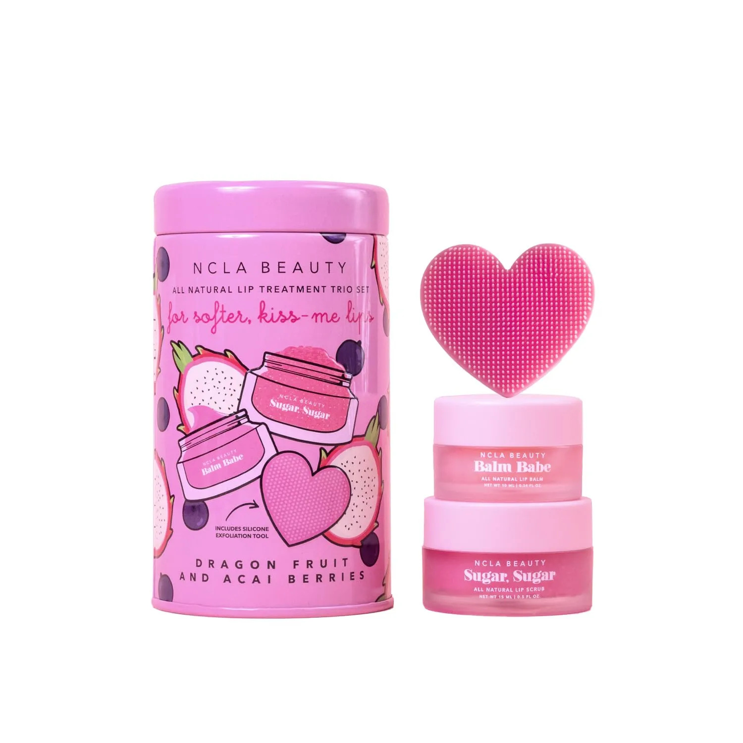 NCLA - Lip Care Set   Lip Scrubber | Clean, Natural, Non-Toxic Beauty (Dragon Fruit   Acai Berry)