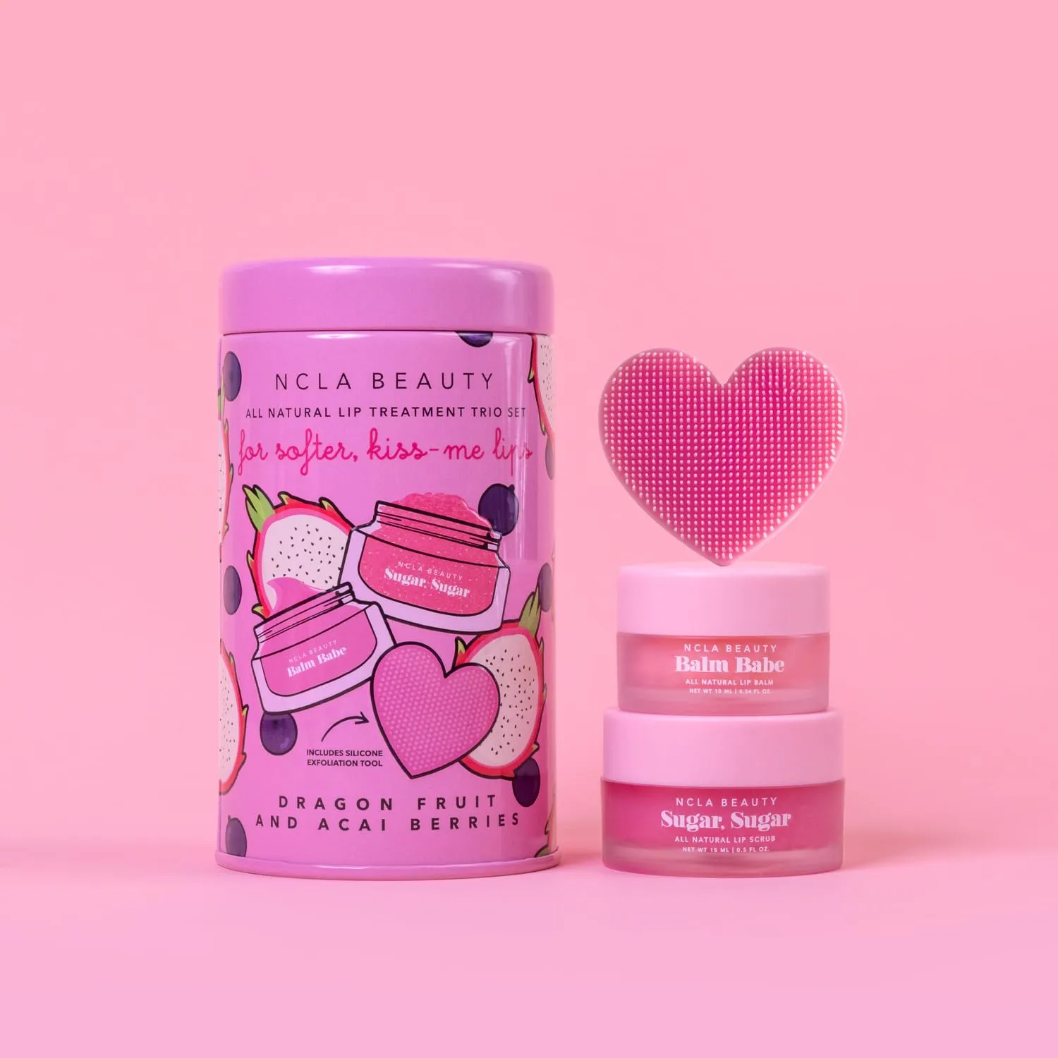 NCLA - Lip Care Set   Lip Scrubber | Clean, Natural, Non-Toxic Beauty (Dragon Fruit   Acai Berry)