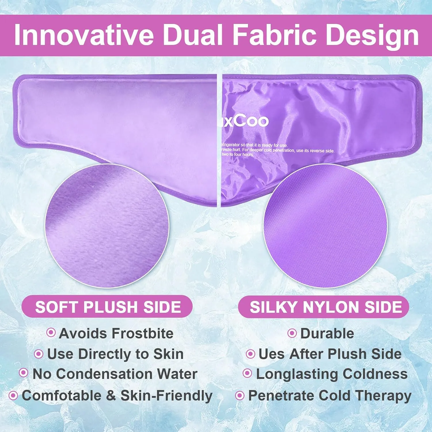 Neck Ice Pack Wrap, Reusable Gel Ice Pack for Neck Shoulders, Cold Compress Therapy for Pain Relief, Injuries, Swelling, Bruises, Sprains, Inflammation and Cervical Surgery Recovery Purple