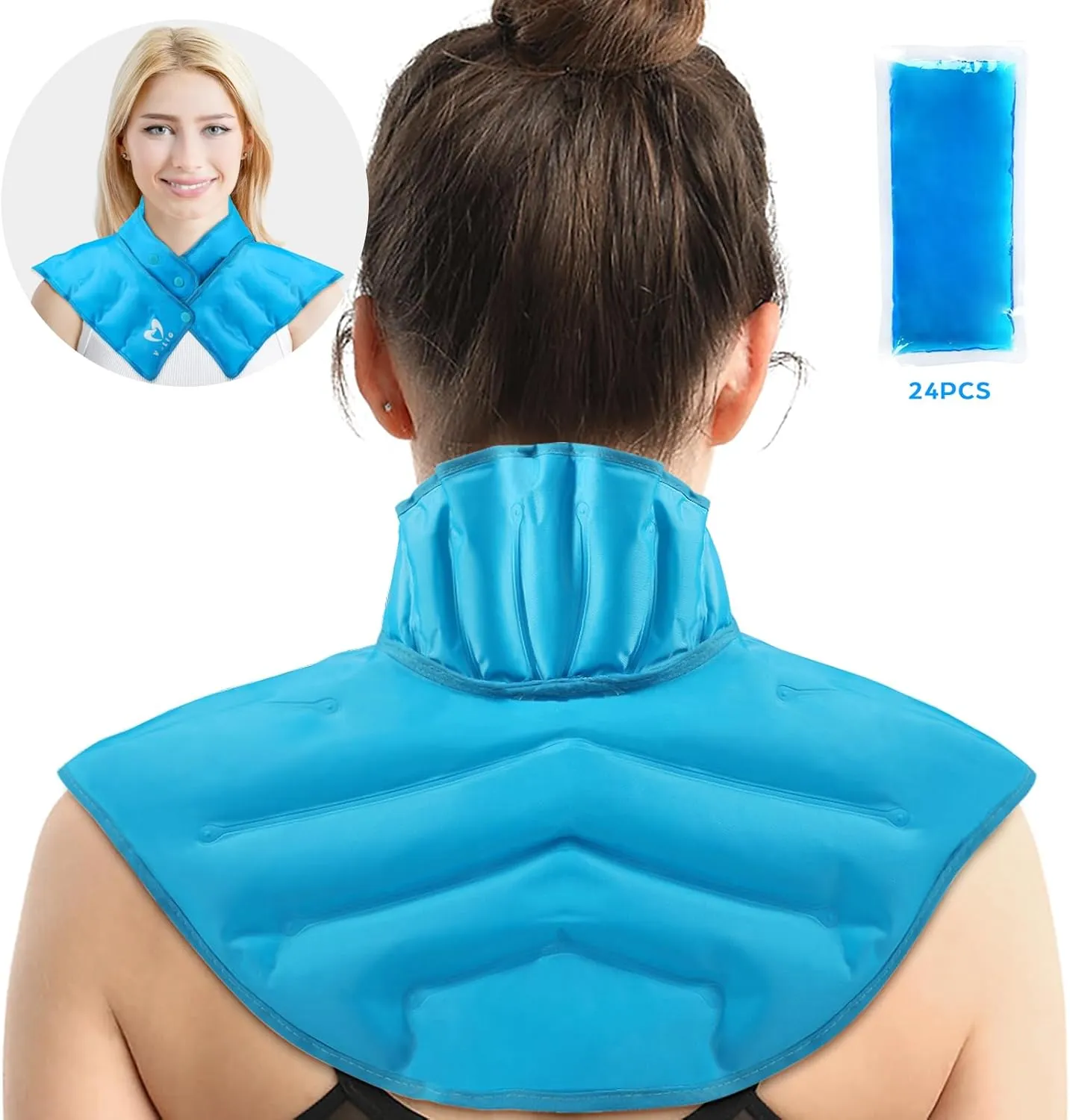 Neck Shoulder Heating Neck Wrap Microwave Heating Pad, Hot and Humid Back Pain Relief Hot Compress, Adjustable Microwave Neck Heater (NSF-Light Blue)