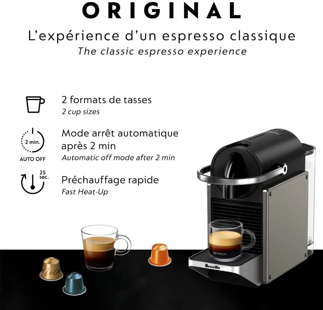 Nespresso Pixie Original Espresso Machine by Breville, Titan