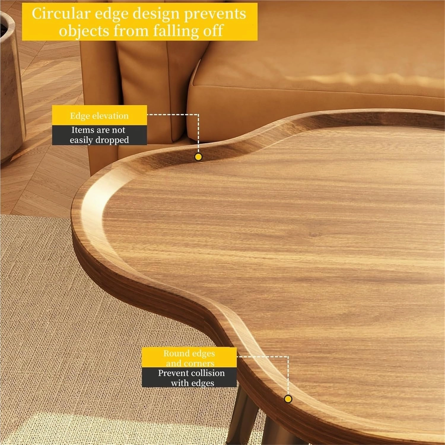 Nesting Coffee Table Irregular Center Tables Cloud Shape Side Tables Wood End Table Accent Desk for Home Living Room Balcony Easy Assembly Creative idea(Natural,Small)