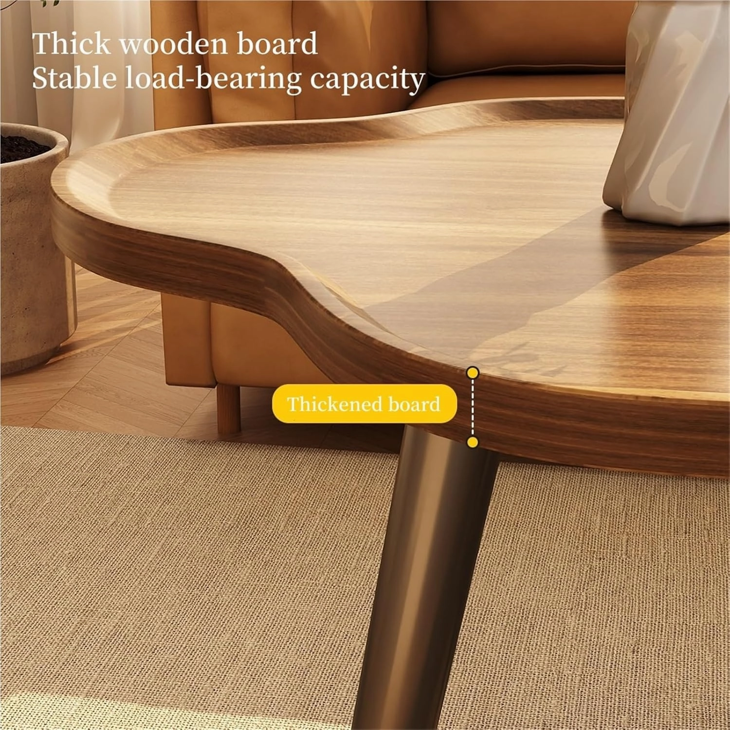 Nesting Coffee Table Irregular Center Tables Cloud Shape Side Tables Wood End Table Accent Desk for Home Living Room Balcony Easy Assembly Creative idea(Natural,Small)