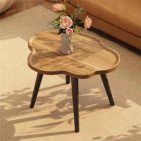 Nesting Coffee Table Irregular Center Tables Cloud Shape Side Tables Wood End Table Accent Desk for Home Living Room Balcony Easy Assembly Creative idea(Natural,Small)